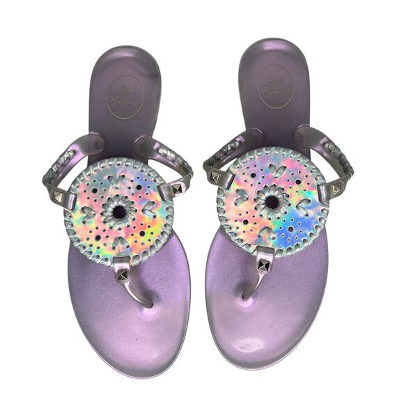 Jack Rogers Hologram Metallic Purple Jelly Thong Sandals Size 10 - Picture 2 of 9